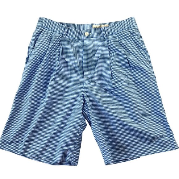 Fairway & Greene Mens Golf Shorts Size 32 Blue White‎ Gingham Check Caddyshack - Picture 1 of 7